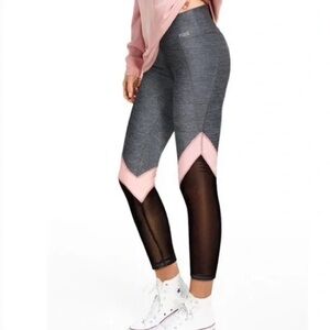 Victoria’s Secret PINK ULTIMATE Grey and Pink Mesh Calf Leggings